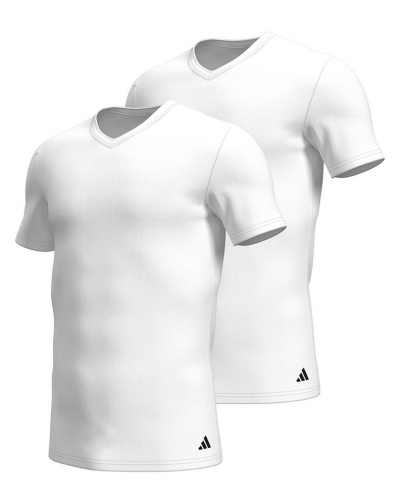 Lot de 2 t-shirts col V Adidas Active Flex Coton (Blanc)