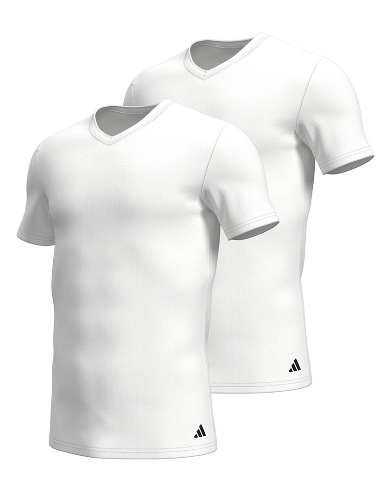 Paquete de 2 camisetas cuello V Adidas Active Flex Coton (Blanco)