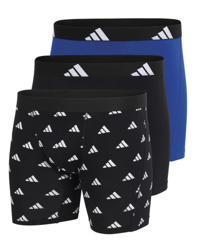 Lot de 3 boxers longs Adidas Active Flex (Imprimé Noir/Noir/Bleu)