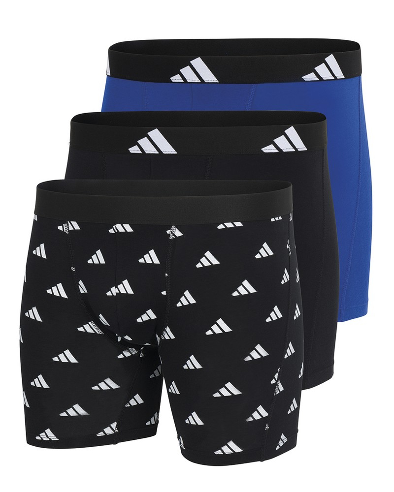 Pack of 3 long boxers Adidas Active Flex Coton (Imprimé Noir/Noir/Bleu)