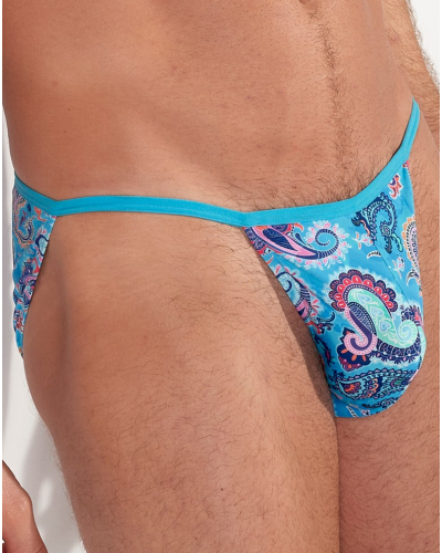 Microfibre tanga HOM Funky Styles (Imprimé turquoise)