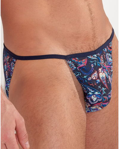 Tanga en microfibre HOM Funky Styles (Imprimé bleu marine)