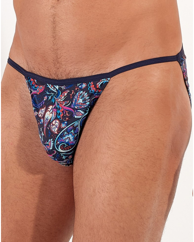 Tanga en microfibra HOM Funky Styles (Imprimé bleu marine)