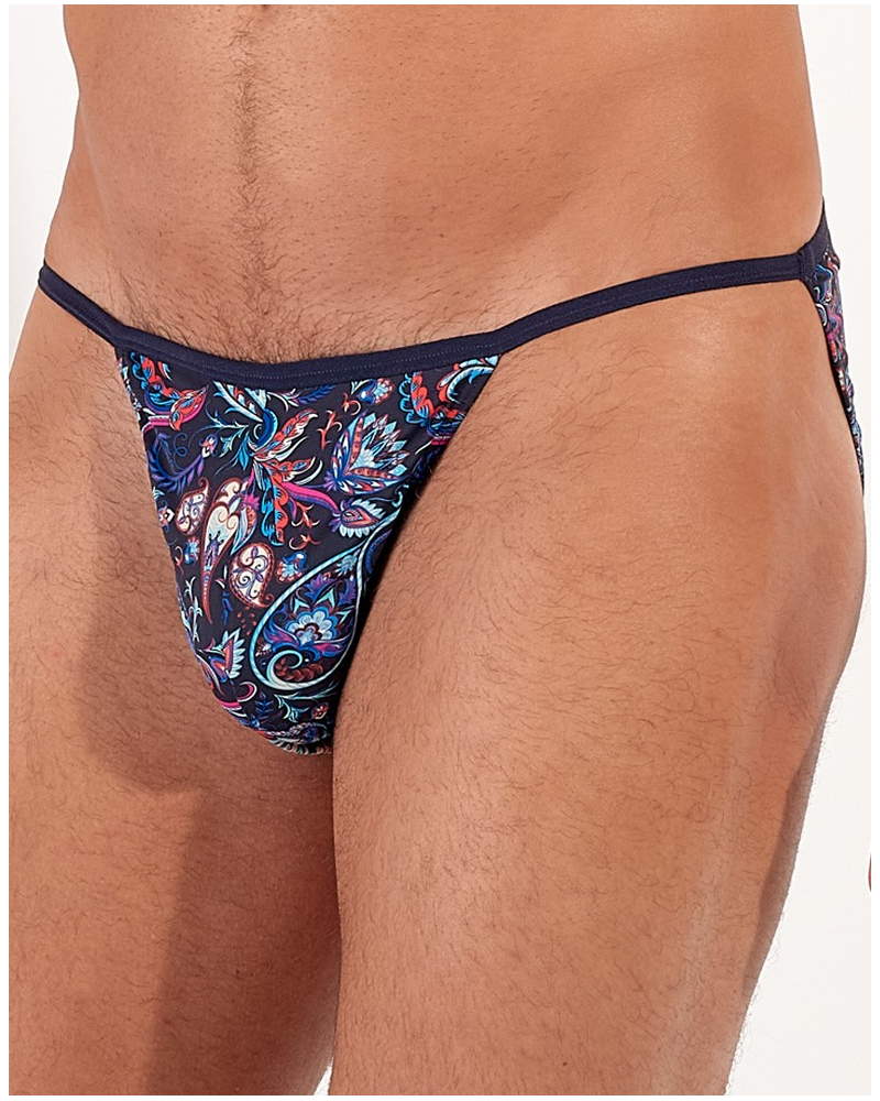 Tanga en microfibre HOM Funky Styles (Imprimé bleu marine)