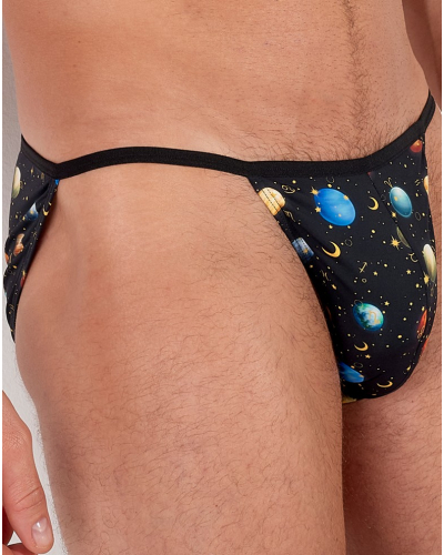 Tanga en microfibre HOM Funky Styles (Imprimé noir)