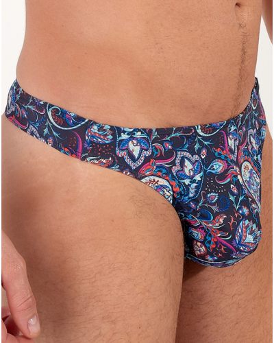 Tanga en microfibra HOM Funky Styles (Imprimé Bleu Marine)