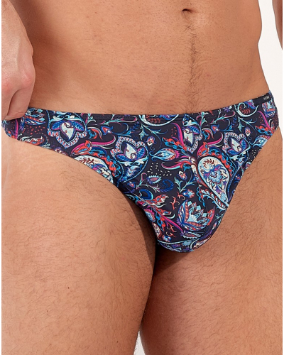Tanga en microfibra HOM Funky Styles (Imprimé Bleu Marine)