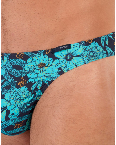 Tanga en microfibra HOM Funky Styles (Imprimé bleu)