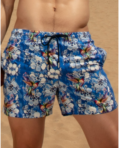 Short de baño HOM Colibris (Bleu imprimé)
