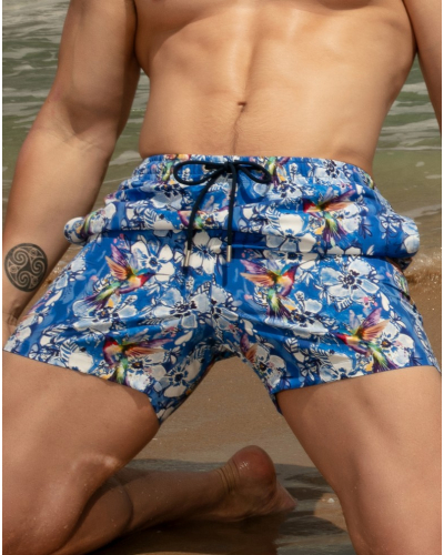 Swim short HOM Colibris (Bleu imprimé)