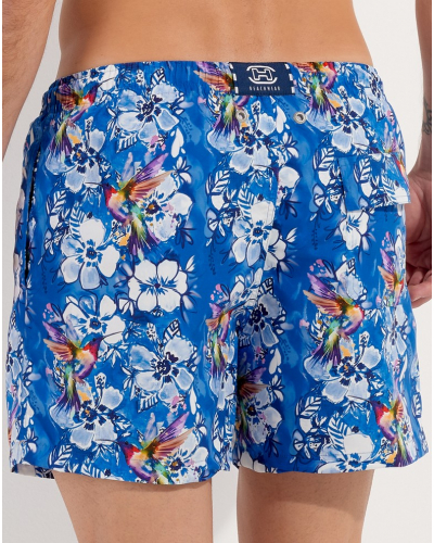 Short de bain HOM Colibris (Bleu imprimé)