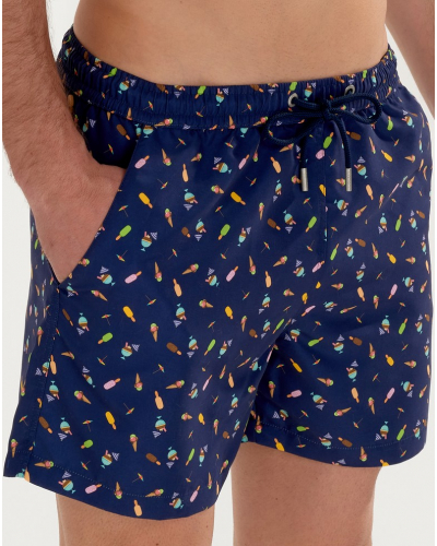 Swim short HOM Summer (Navy imprimé)