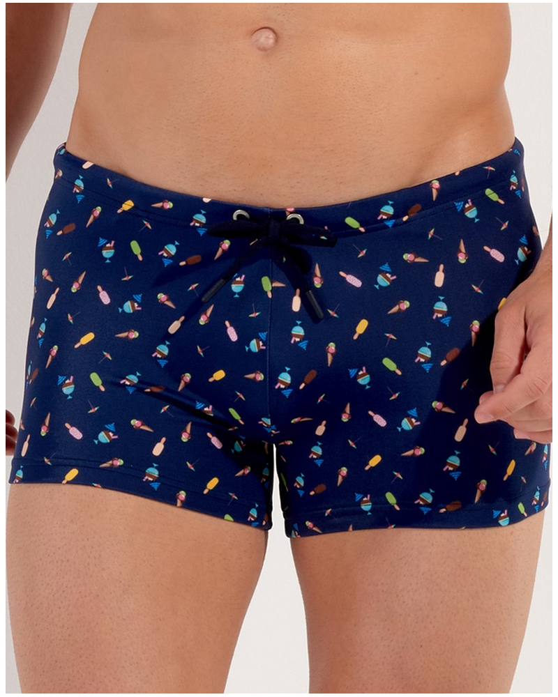 Swim shorty HOM Summer (Navy imprimé)