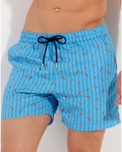 Short de bain HOM Espelette (Turquoise imprimé)