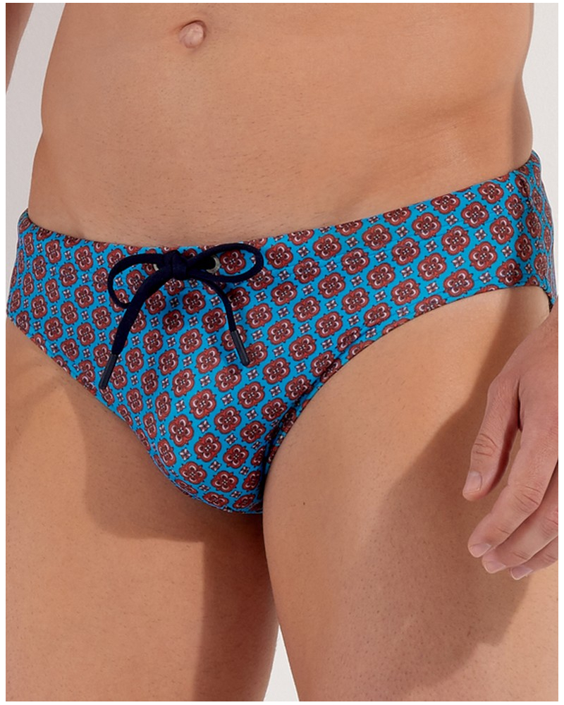 Slip de bain mini HOM Anglet (Turquoise imprimé)