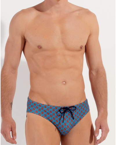 Slip de bain mini HOM Anglet (Turquoise imprimé)