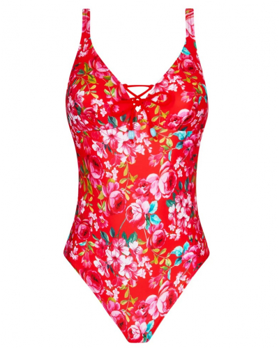 Wireless support one-piece swimsuit swimmer Antigel La Chérie Forever (Rouge Chérie)