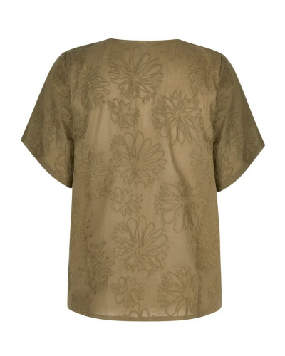 Top de playa de manga corta 100% algodón Antigel La Bohème (Kaki Bronze)