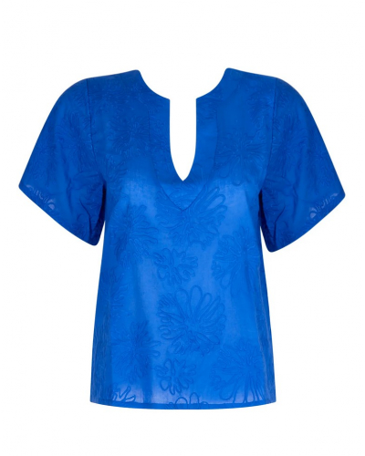 Top de plage manches courtes 100% coton  Antigel La Bohème (Bleu tonic)