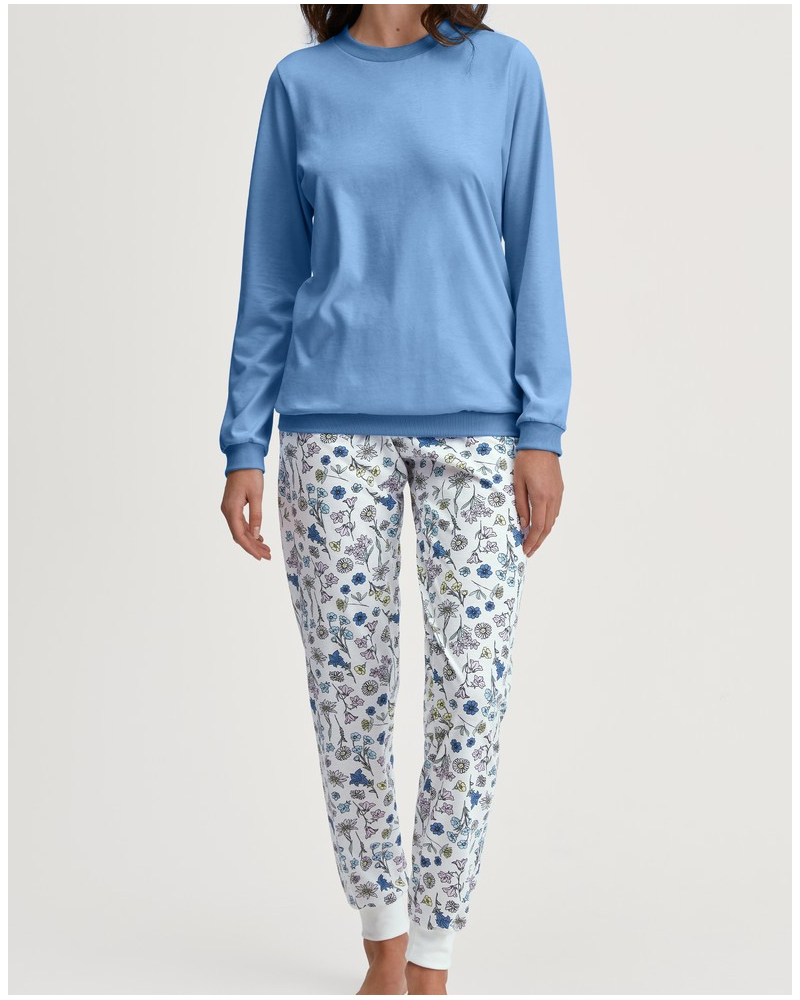 Pyjama Calida Flower Nights 100% coton (Riviera Blue)