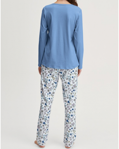 Pyjamas Calida Flower Nights 100% cotton (Riviera Blue)