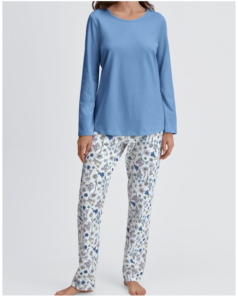 Pyjama Calida Flower Nights 100% coton (Riviera Blue)