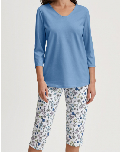 Pijama 3/4 Calida Flower Nights 100% algodón (Riviera Blue)