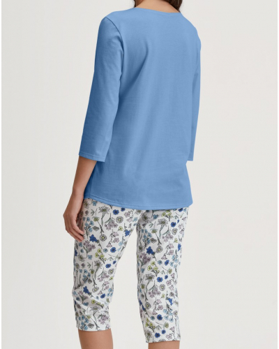 3/4 pyjamas Calida Flower Nights 100% cotton (Riviera Blue)