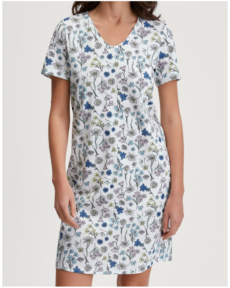 Camisone Calida Flower Nights 100% algodón (Riviera Blue)