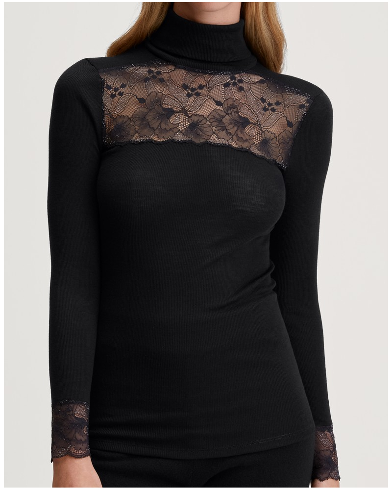 Blusa cuello alto Calida Lana & Seda Glam (Negro)