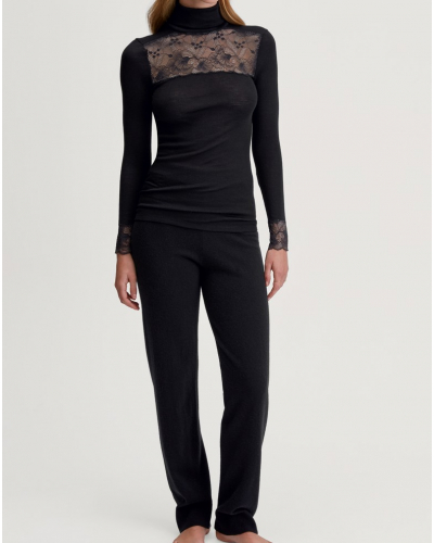 Pull col roulé Calida Laine & Soie Glam (Noir)