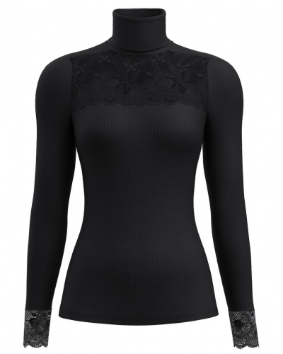 Blusa cuello alto Calida Lana & Seda Glam (Negro)