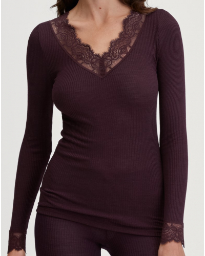 Long-sleeved top Calida Joy Wool & Silk (Black Cherry)