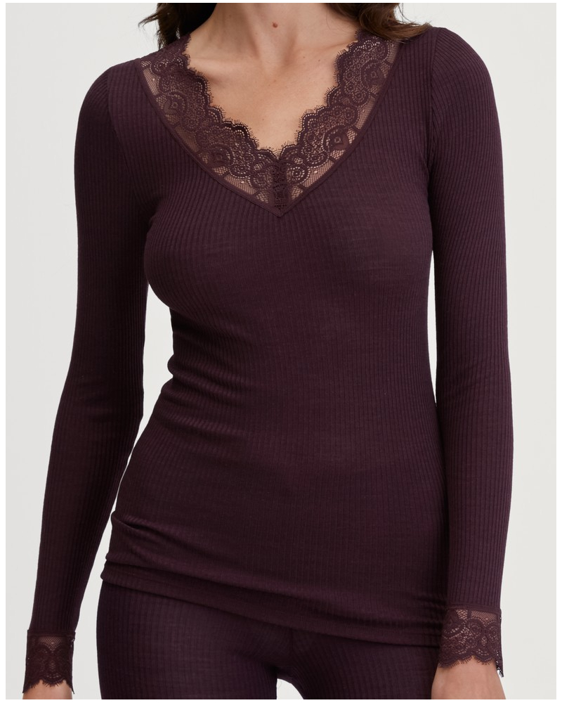 Camiseta de manga larga Calida Joy Lana & Seda (Black Cherry)