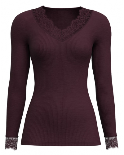 Top manches longues Calida Joy Laine & Soie (Black Cherry)