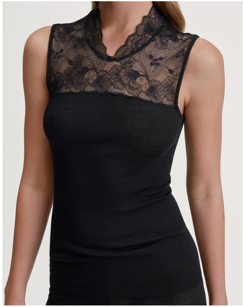 Camisetas tirantes Calida Glam Lana y seda (Negro)