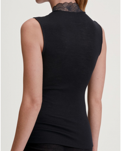 Camisetas tirantes Calida Glam Lana y seda (Negro)