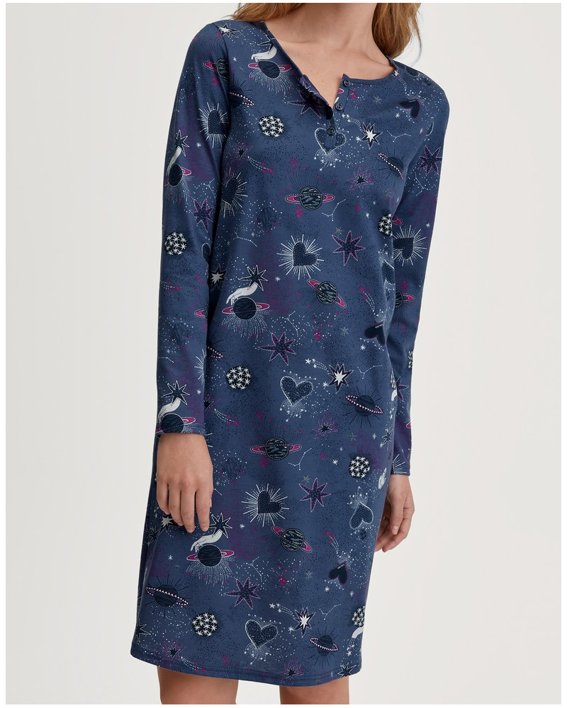 Nightdress 100% Cotton Calida Mystic Nights (Cobalt Blue)