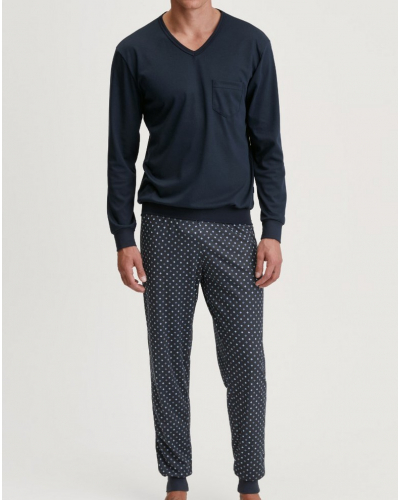 Pyjama long Calida Relax 100% coton interlock (Saphir Blue)