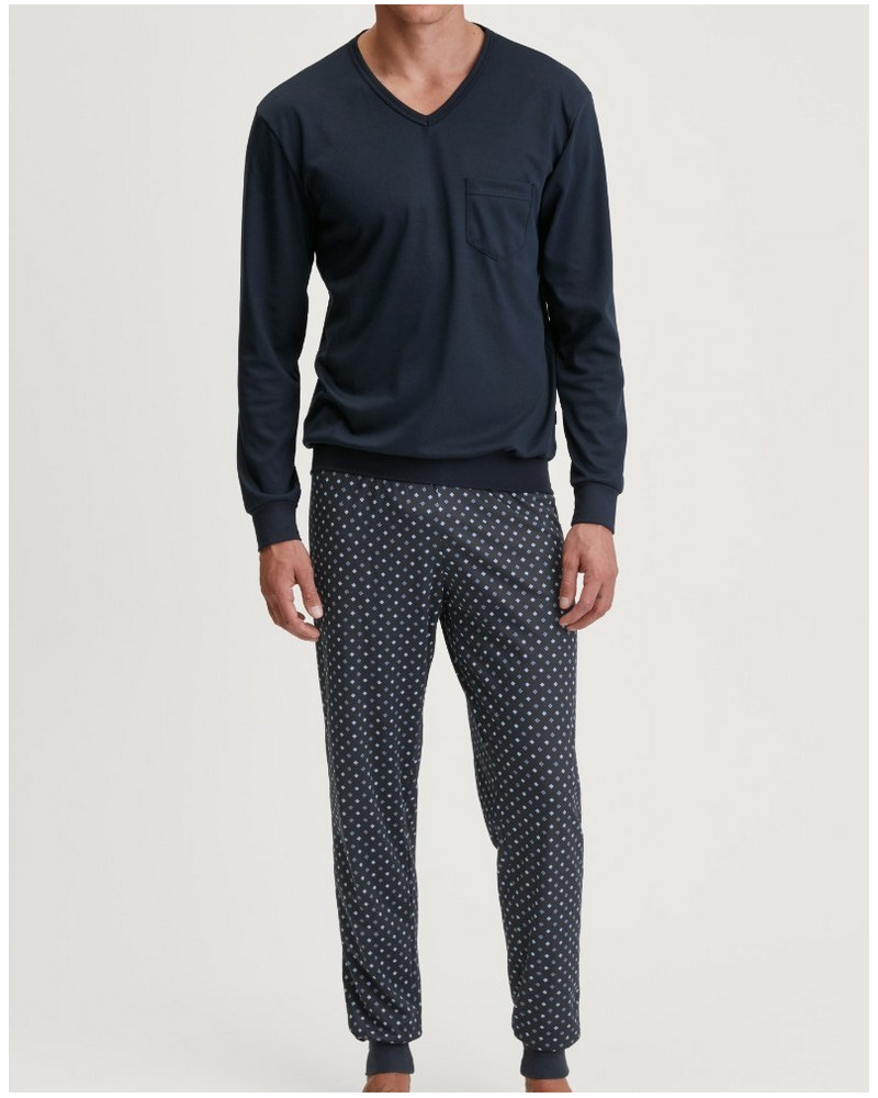 Pijama largo Calida Relax 100% algodón interlock (Saphir Blue)