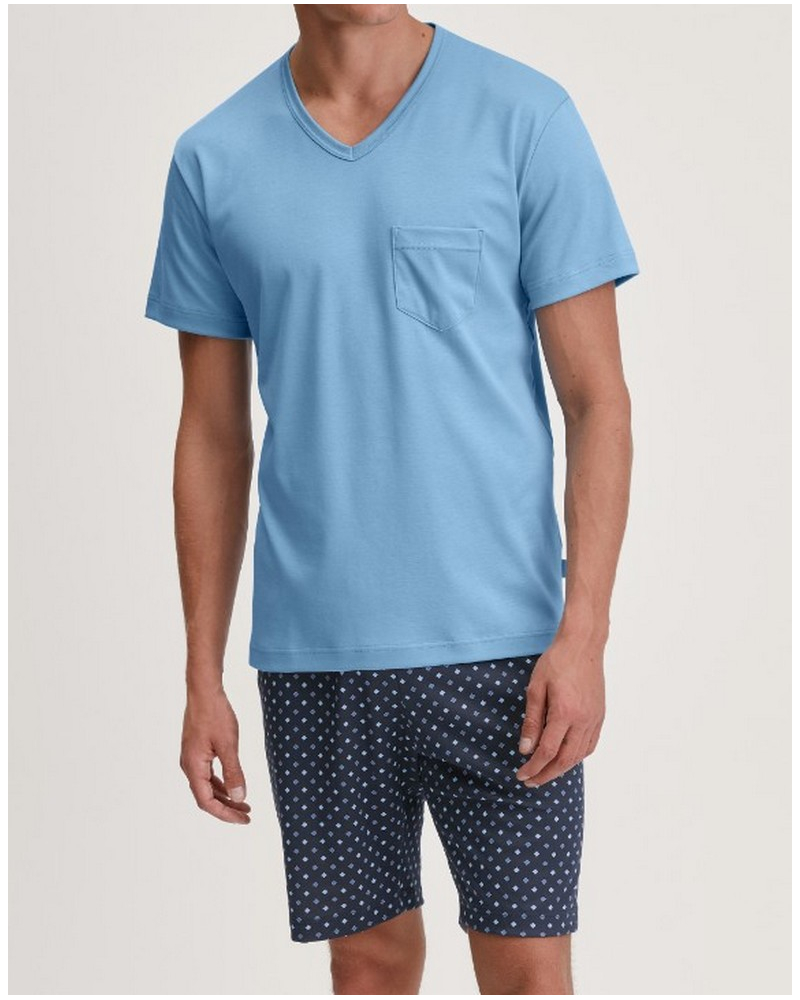 Pijama short Calida Relax 100% algodón interlock (Glacier Lake)