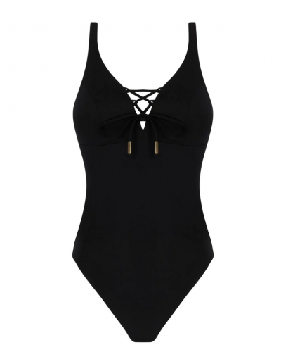 Wireless support one-piece swimsuit swimmer Antigel La Glam Tonique (Black)