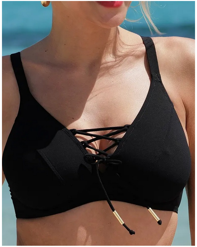 Underwired triangle deep-cup bath bra Antigel La Glam Tonique (Black)