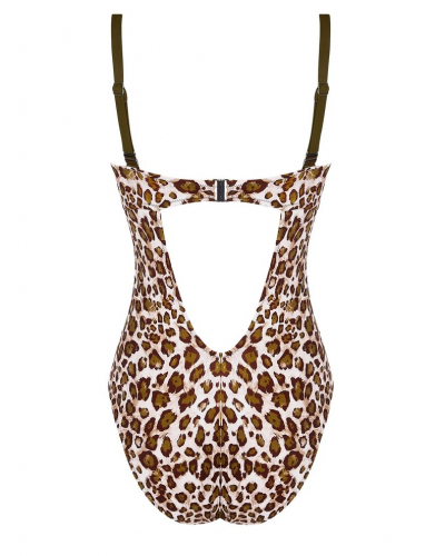 One-piece triangle padded swimsuit Antigel La Panthère Mystère (Kaki Mystère)