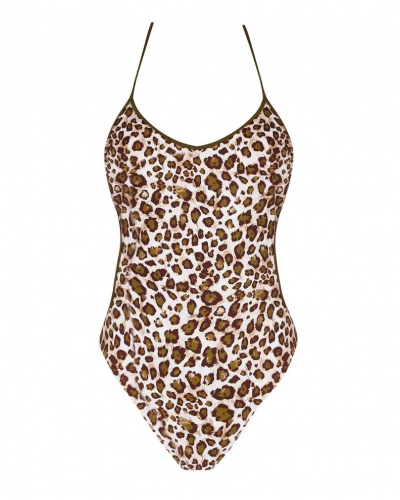 Reversible one-piece trikini swimsuit Antigel La Panthère Mystère (Kaki Mystère)