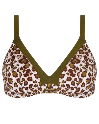 Underwired triangle deep-cup bath bra Antigel La Panthère Mystère (Kaki Mystère)