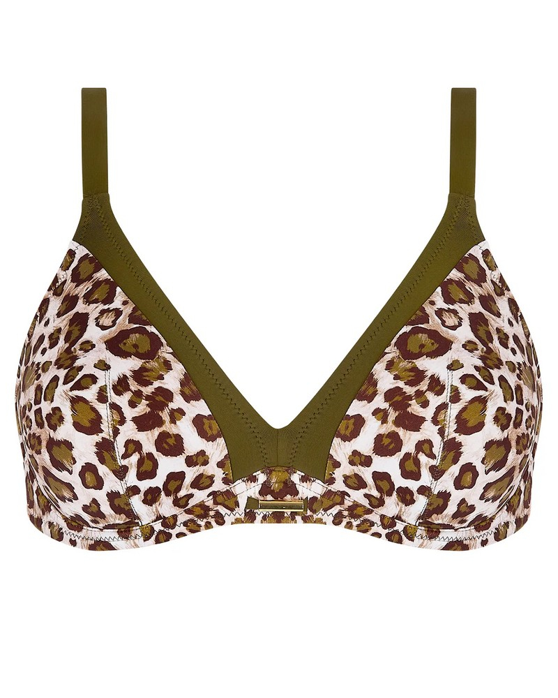 Soutien-gorge de bain triangle avec armature bonnets profonds Antigel La Panthère Mystère (Kaki Mystère)