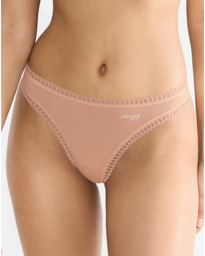 Tanga algodón Sloggi Go Crush (Paquete de 3) (Cameo Brown)