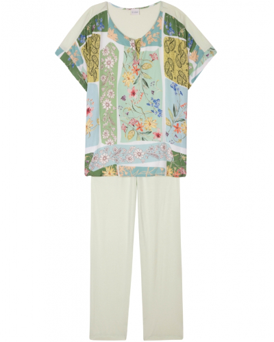 Pyjama pantacourt Le Chat Esterel (Vert d'eau)