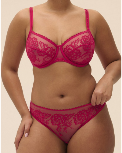 Square underwired bra Simone Pérèle Romance (Cranberry)